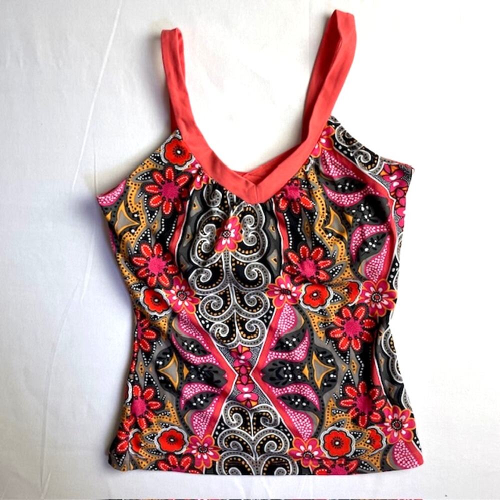 prAna Coral Malibu Shiloh Top XL Bra Paisley Floral Yoga Activewear Workout